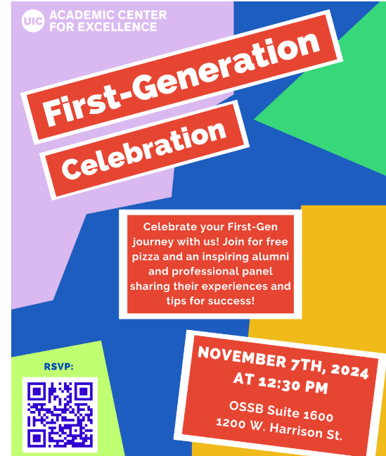 Flyer for the First Generation event, with the QR code